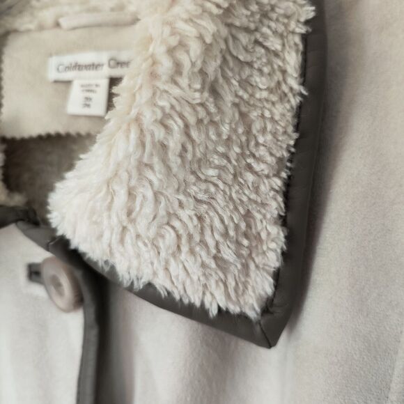 Coldwater Creek Faux Suede Fleece Lined Coat Pockets Size 3X/24 Ivory/Brown - Picture 6 of 16
